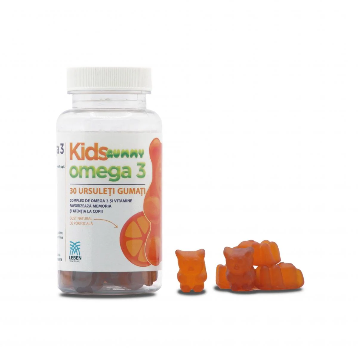 Supliment alimentar KidsGummy Multivit Leben Capsuna, 30 buc.