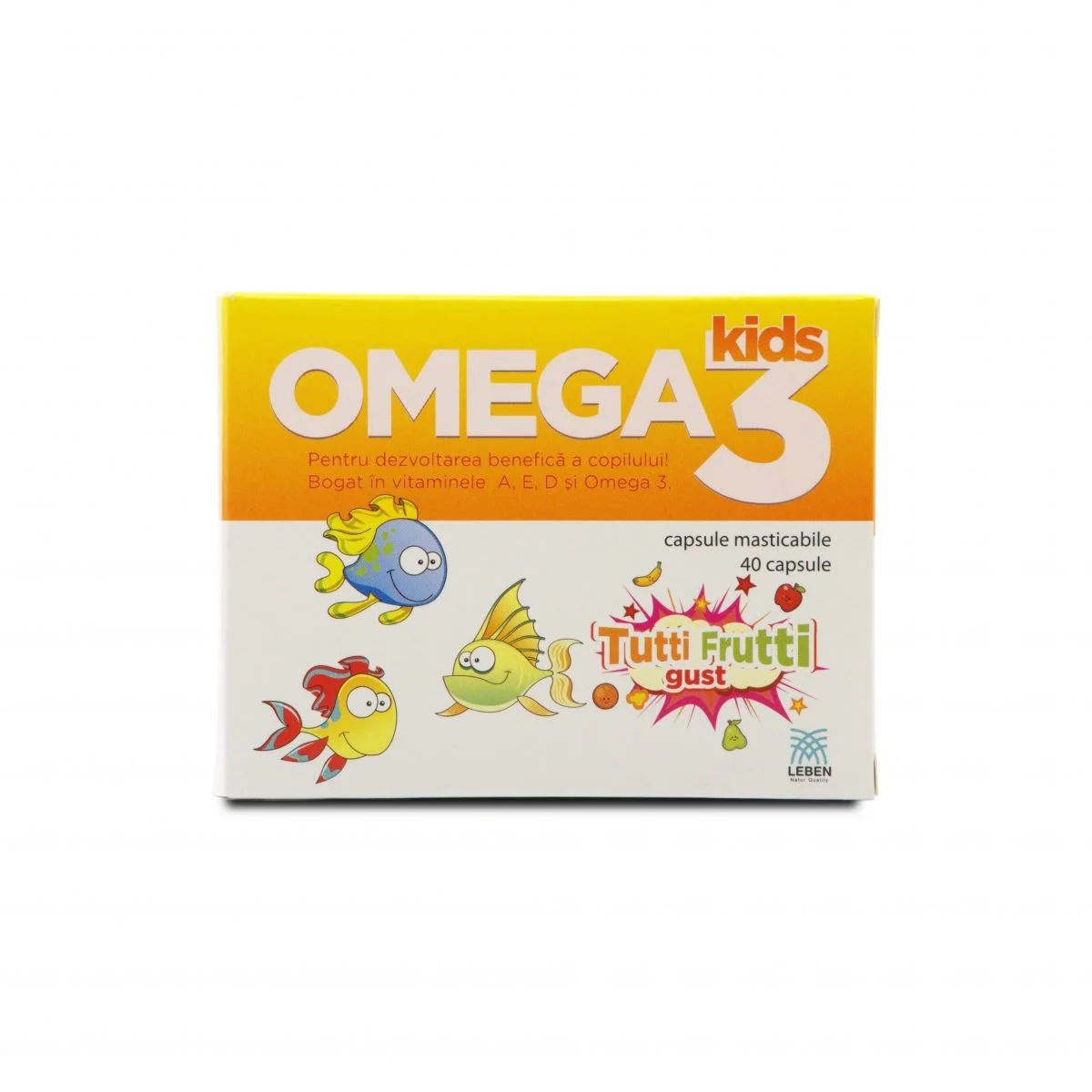 Supliment alimentar Omega 3 Tutti Frutti Leben, 40 capsule masticabile