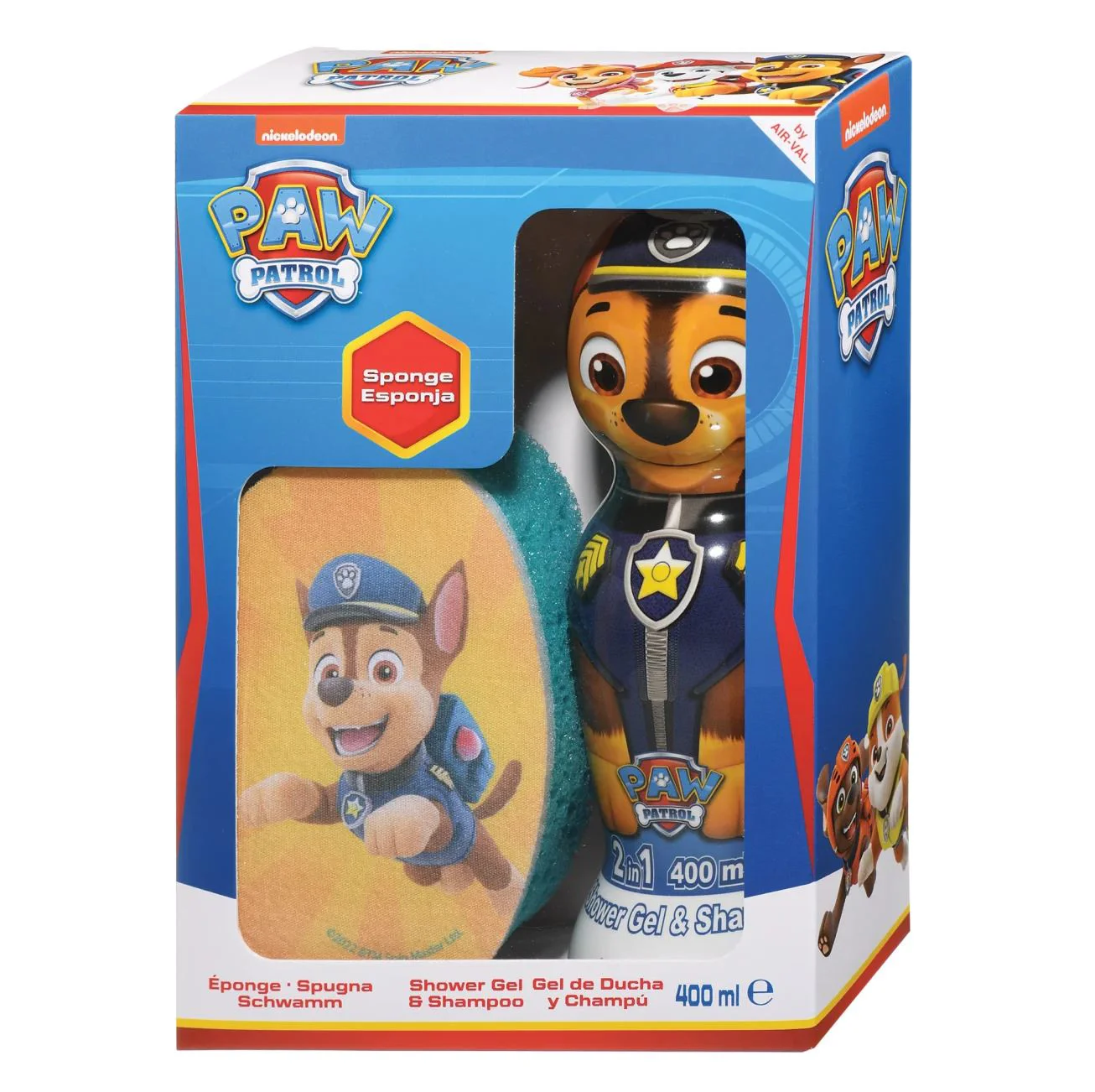 Set gel de dus si sampon 2 in 1 + burete Air-Val Paw Patrol Сhase, 400 ml foto