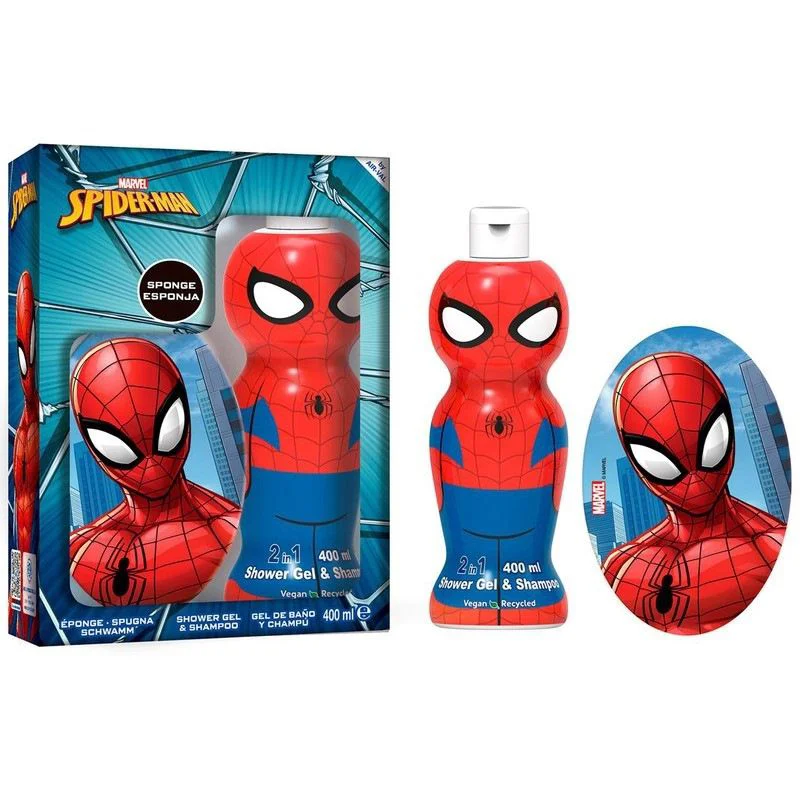 Set gel de dus si sampon 2 in 1 + burete Air-Val Spider Man, 400 ml foto
