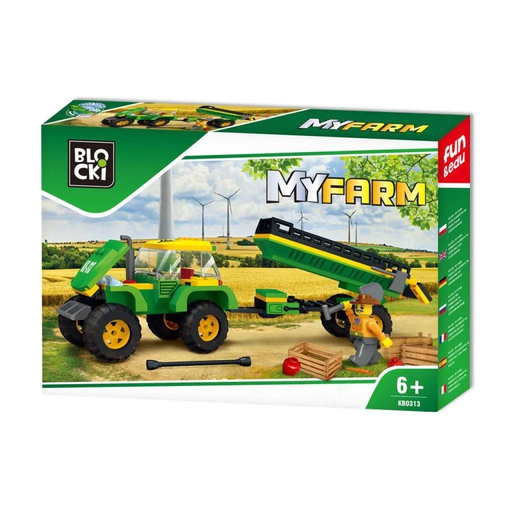 Set de constructie Blocki Tractor cu remorca, 164 el.