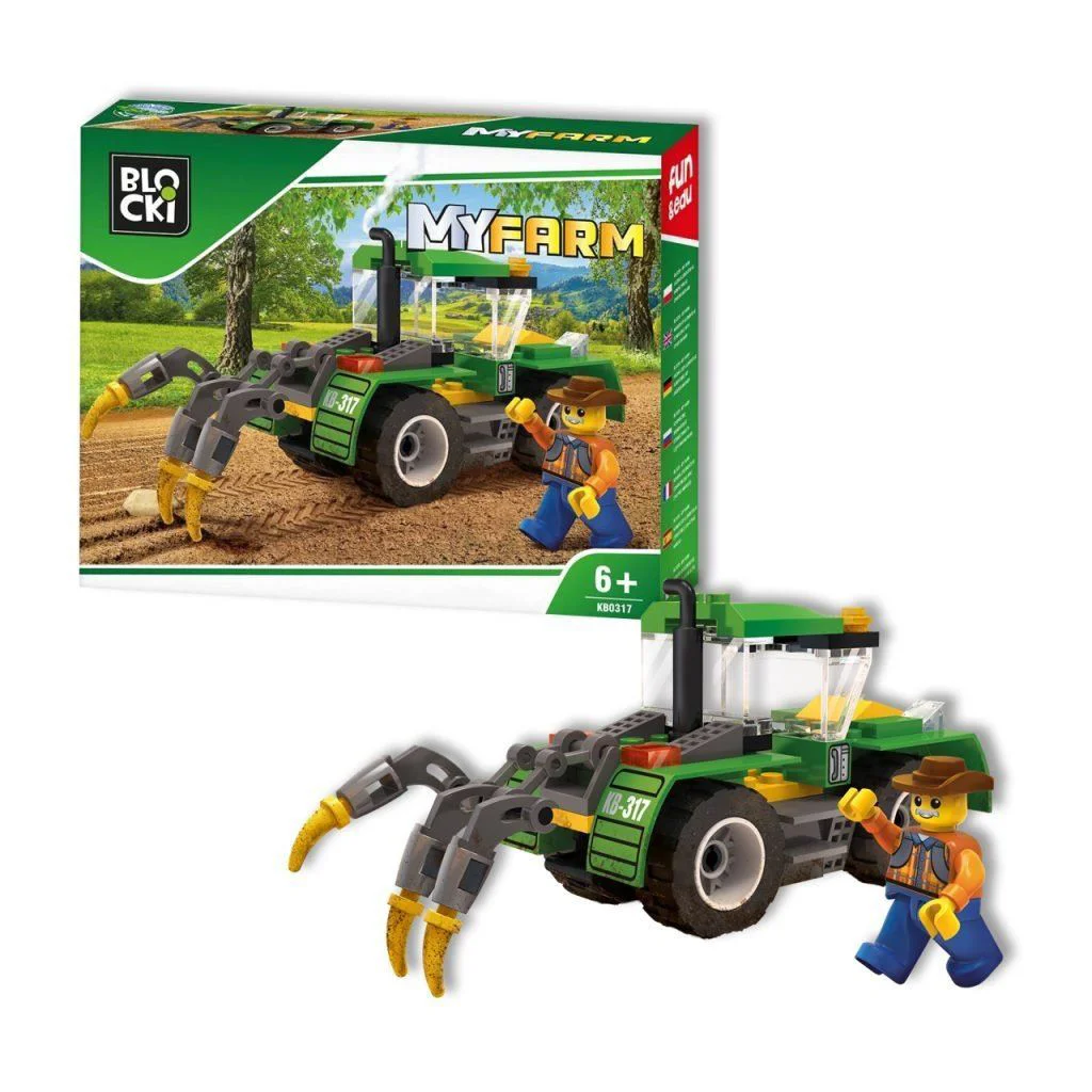 Set de constructie Blocki Tractor cu plug, 85 el.