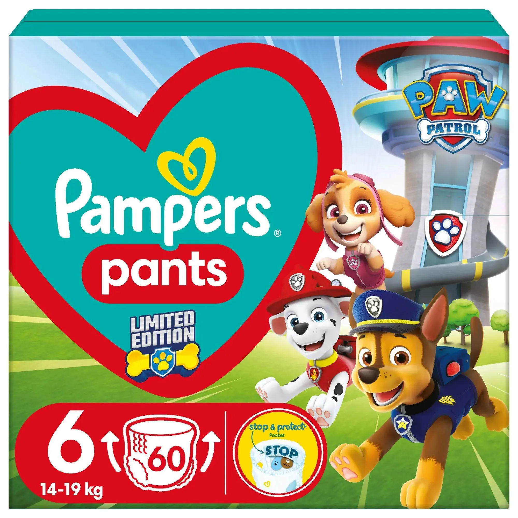 Chilotei Pampers Pants Paw Patrol 6 (14-19 kg), 60 buc. foto