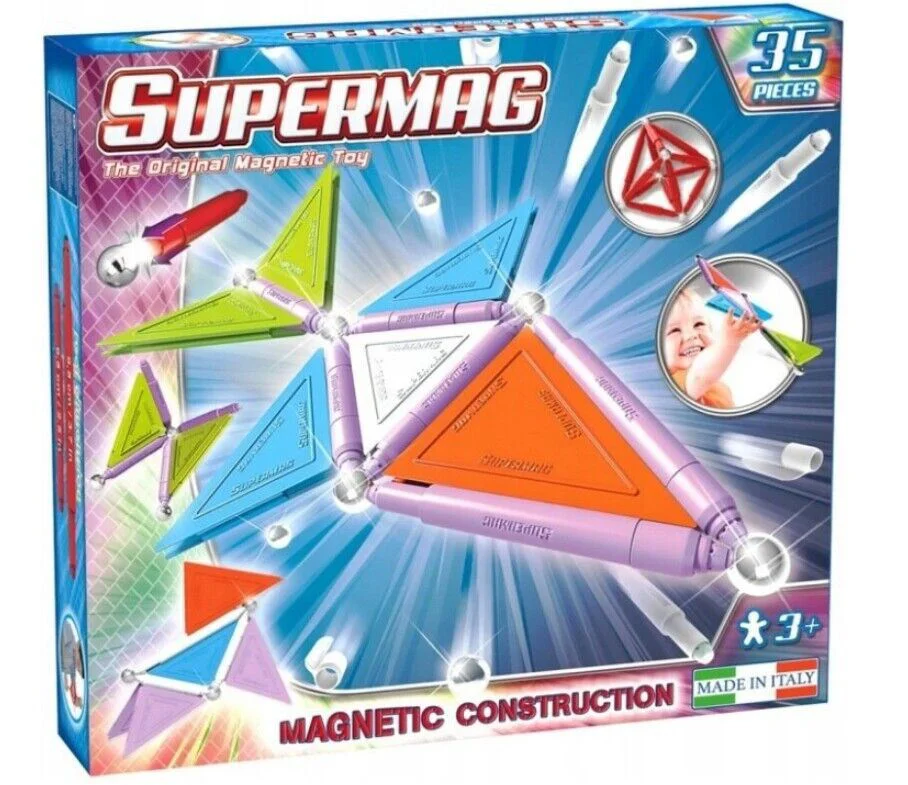Set de constructie magnetic Supermag Trendy, 35 piese