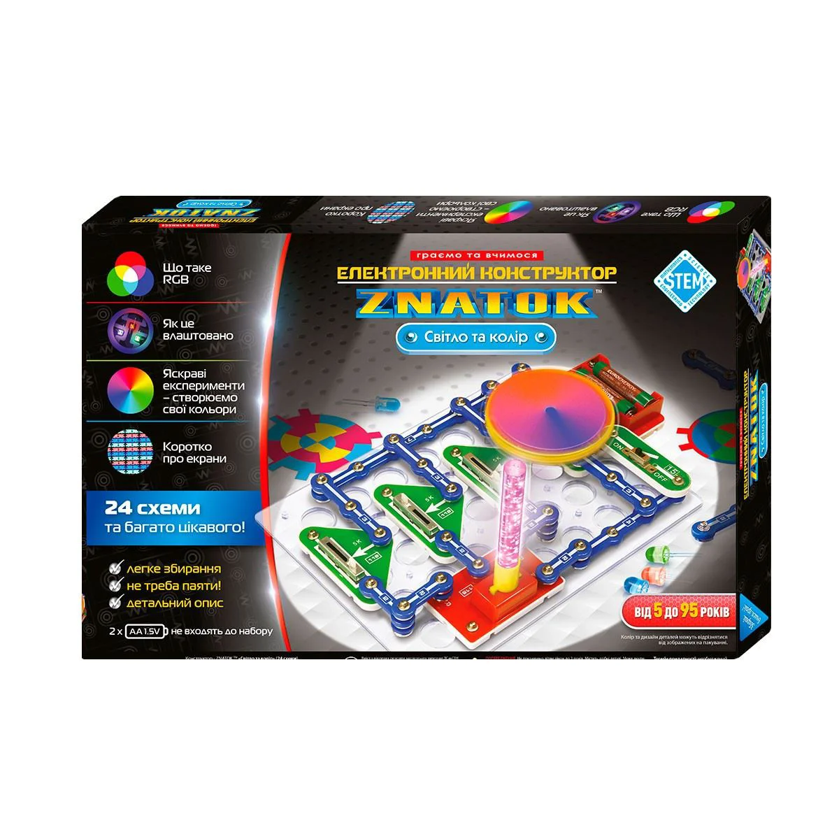 Constructor electronic Znatok Lumina si culoare, 24 proiecte