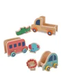 Set de joaca din lemn Fisher-Price cu 3 masinute si 3 animale