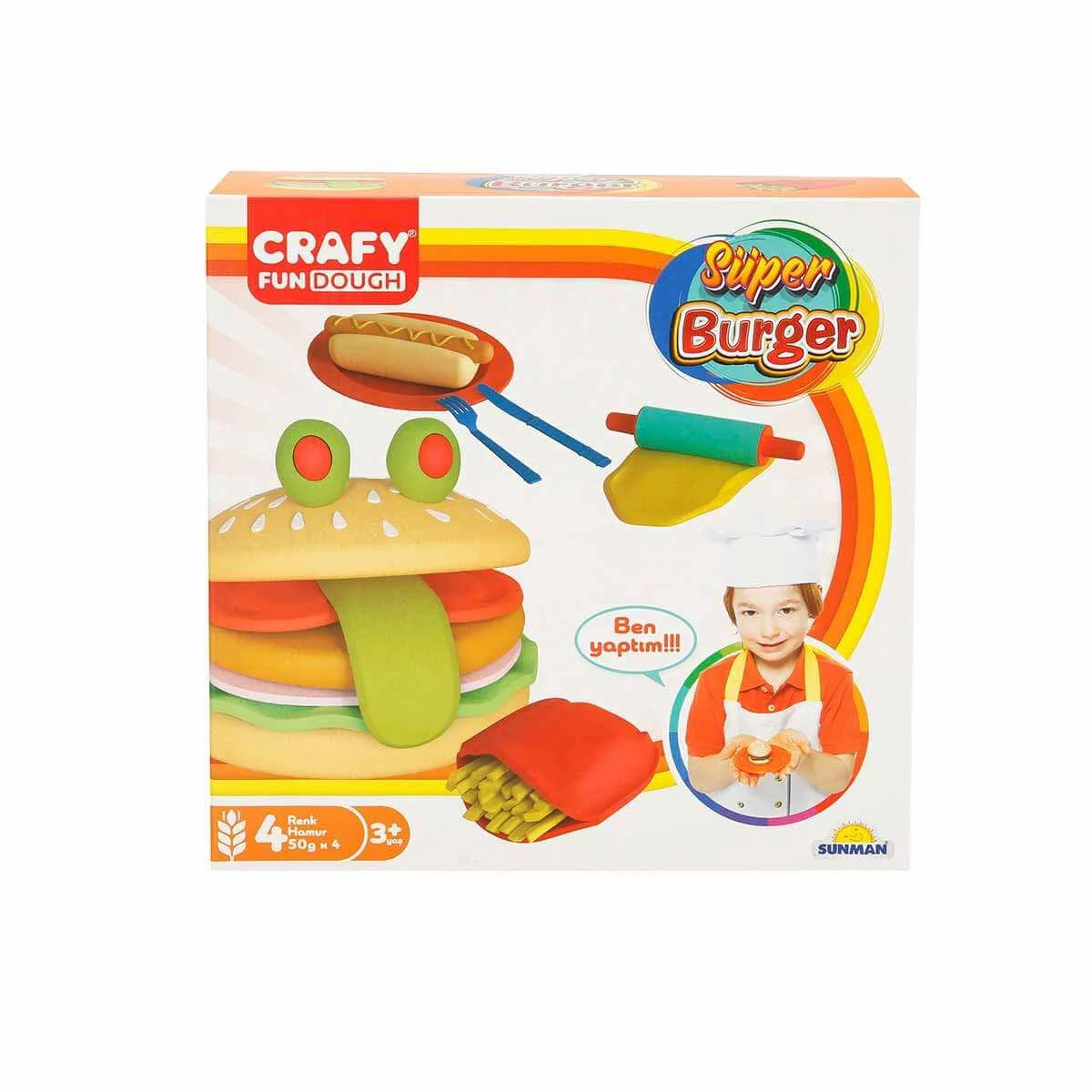 Set pasta de modelat Crafy Dough Super Burger, 12 elemente