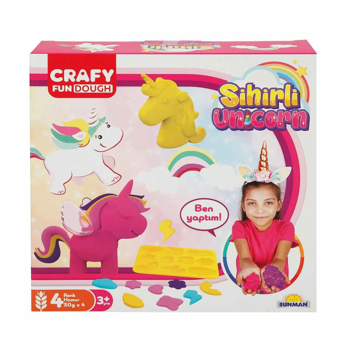 Set pasta de modelat Crafy Dough Magical Unicorn, 11 elemente