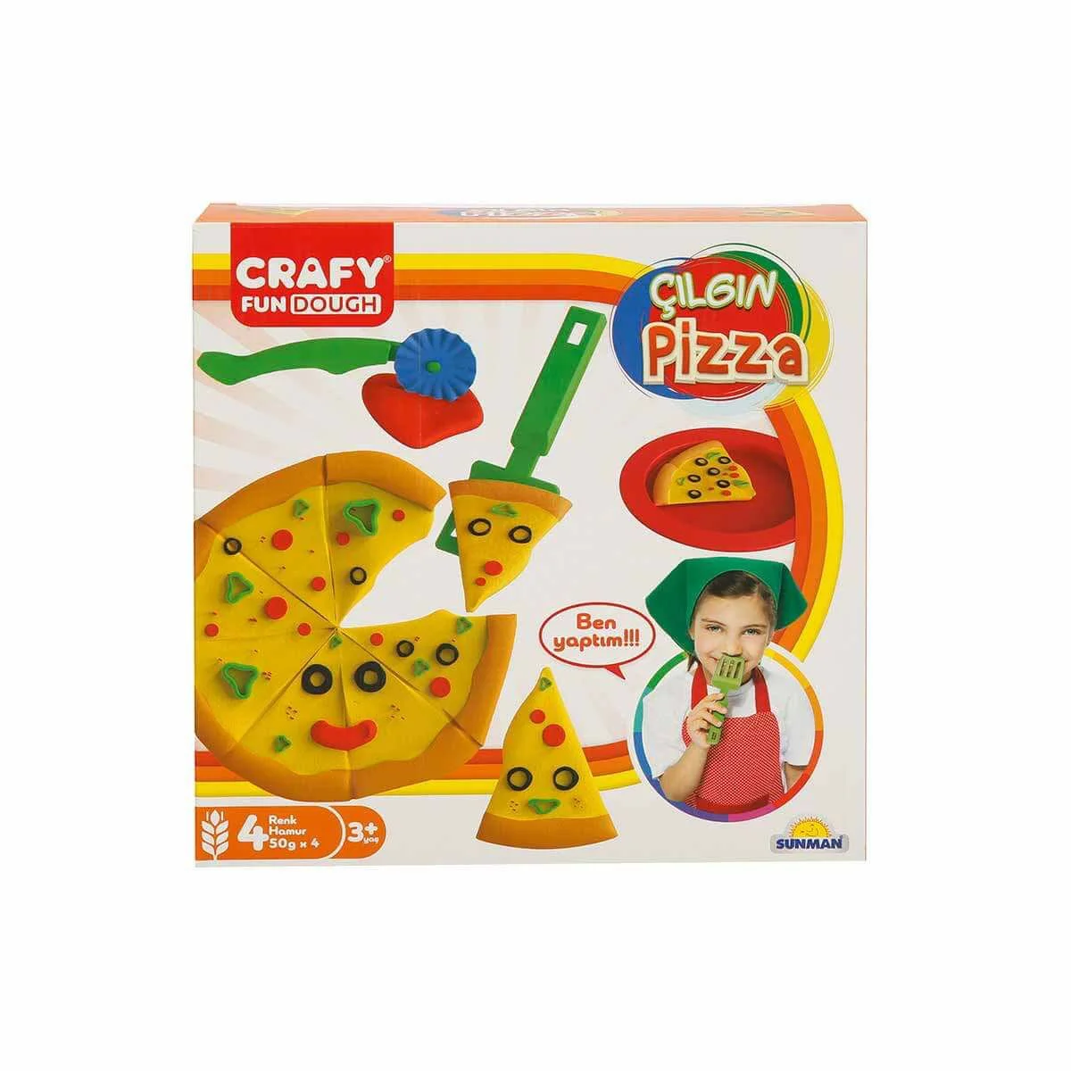 Set pasta de modelat Crafy Dough Crazy Pizza, 10 elemente