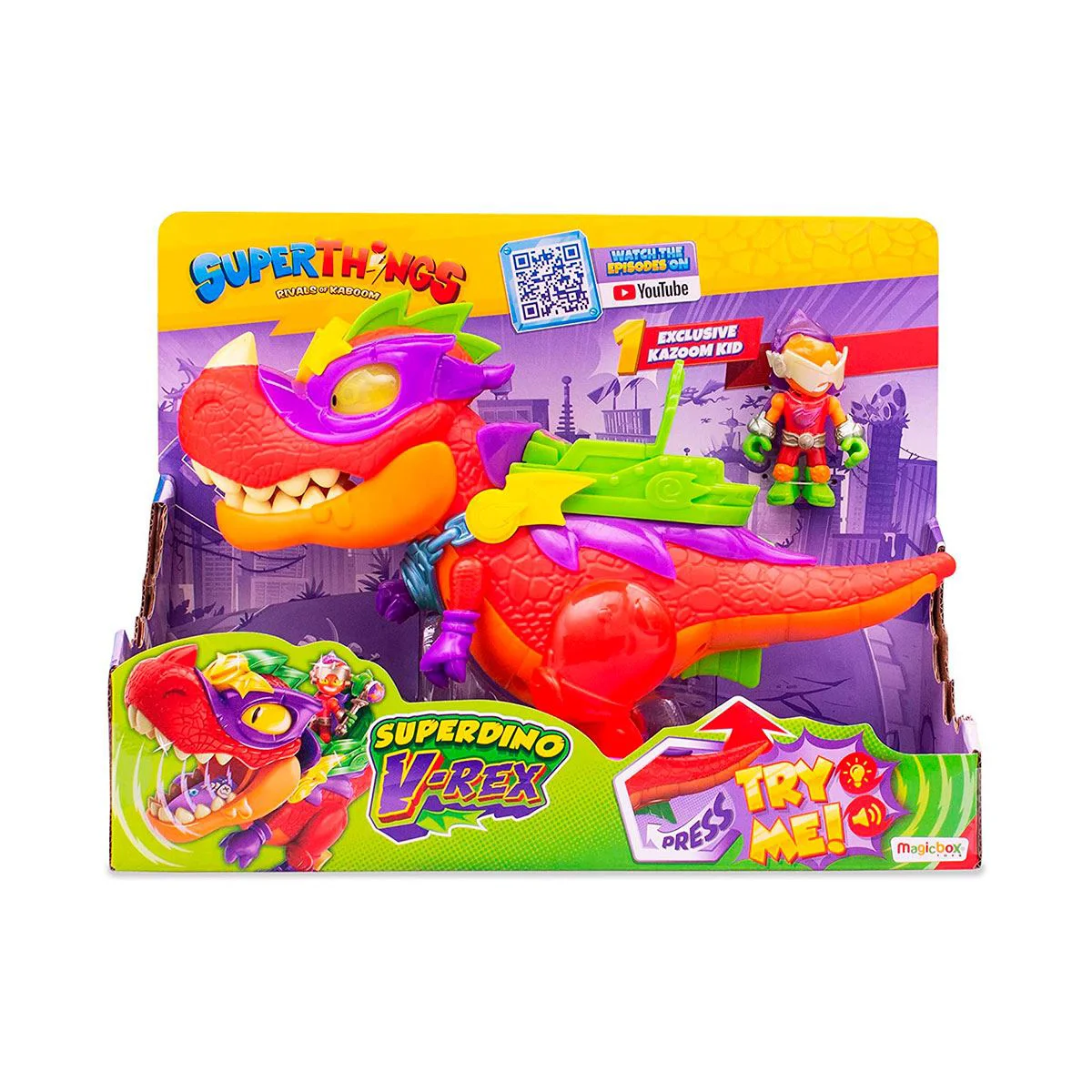 Игровой набор SuperThings Супердино В-Рекс (со звуками, светом и фигурками)