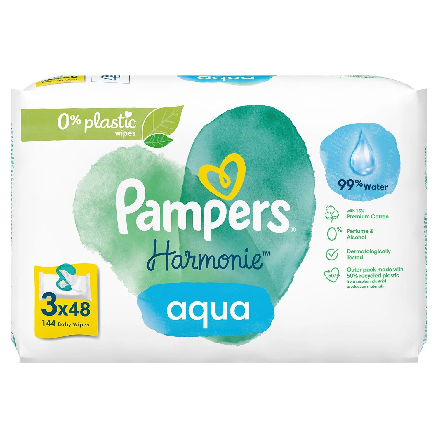 Servetele umede Pampers Harmonie Aqua, 3x48 buc.