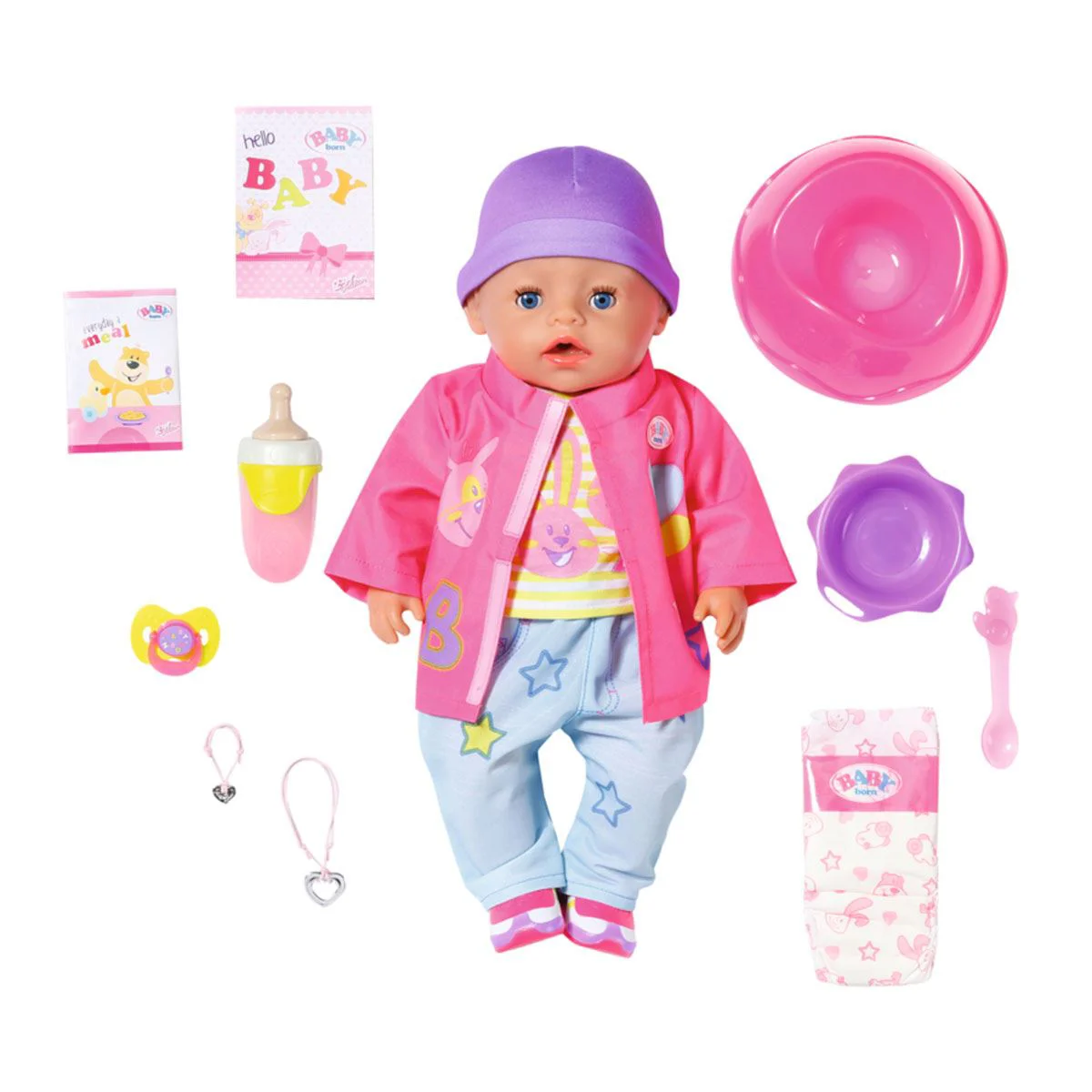 Papusa bebelus Baby Born Fetita cu haine universale si accesorii