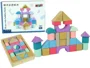 Set din blocuri de lemn Lean Toys Castel colorat, 28 el.