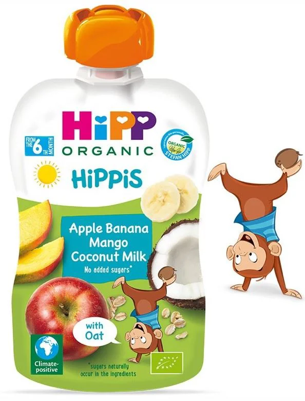 image for Piure HiPPiS de mere, banane si mango cu lapte de cocos si ovaz (6+ luni), 100 g foto