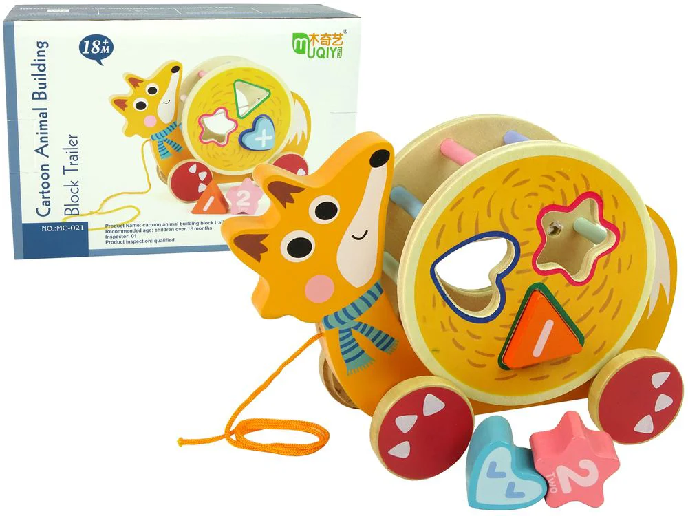 Деревянный сортировщик Lean Toys Лиса с веревкой