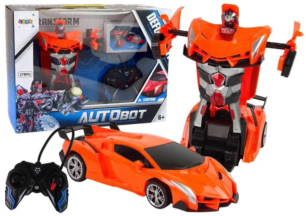 Masina Robot Transformer 2 in 1 Lean Toys cu telecomanda (cu sunete si lumini, USB) foto