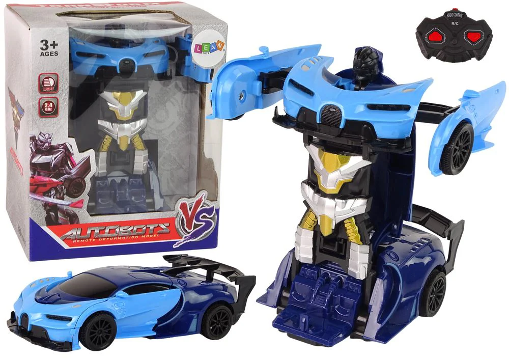 Robot Transformer-Masina Lean Toys 2 in 1 cu telecomanda (sunete si lumini, USB) foto