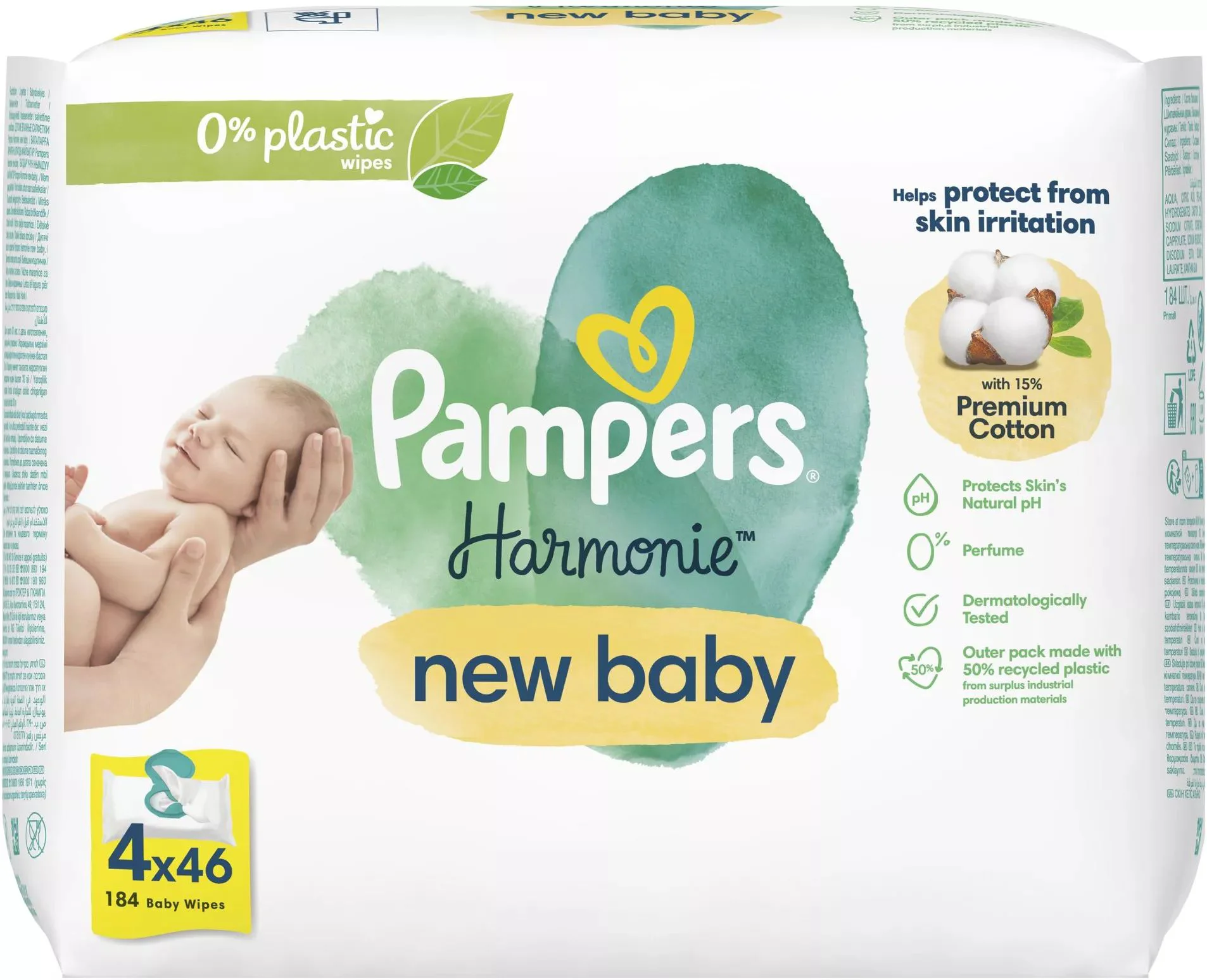 Влажные салфетки Pampers Harmonie New Baby, 4x46 шт.