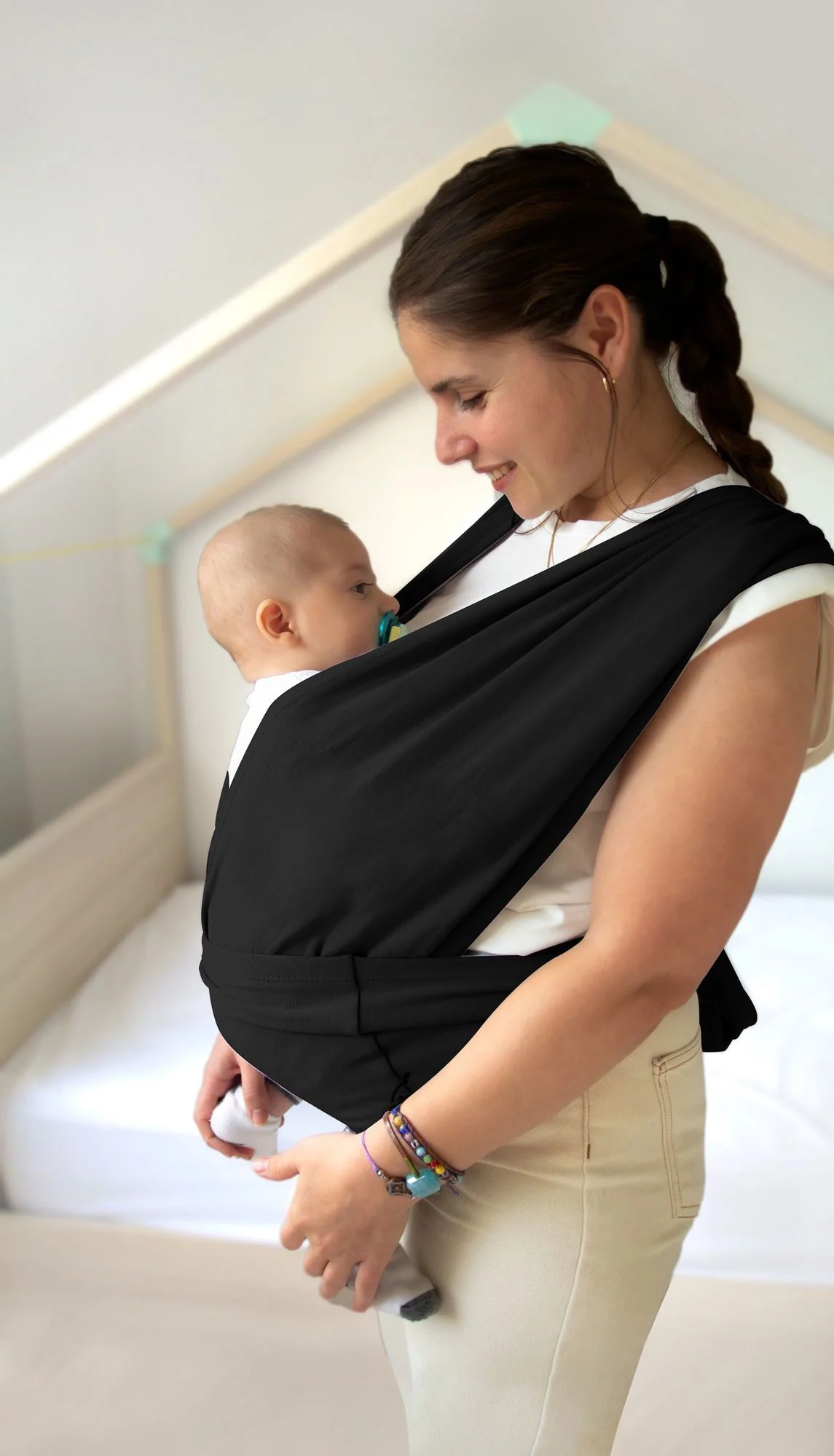 image for Эластичная переноска BabyJem Black для младенцев foto
