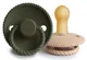 Set 2 suzete rotunde din latex FRIGG Rope Croissant & Olive (0-6 luni)
