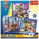 Puzzle Trefl 3 in 1 Paw Patrol Gata de actiune