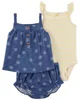 Carter's Set 3 piese Top, body si pantaloni scurti Flori foto