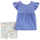 Carter's Set 2 piese Tricou si pantaloni scurti Flori foto