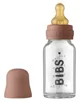 Biberon din sticla anticolici BIBS Woodchuck cu tetina din latex 0+ luni, 110 ml
