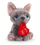 Jucarie de plus Keel Toys Catelus Frenchie cu inima, 20 cm