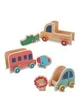 Set de joaca din lemn Fisher-Price cu 3 masinute si 3 animale
