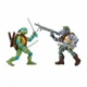 Set Figurine TMNT Testoasele Ninja Leonardo vs Rocksteady, 15 cm