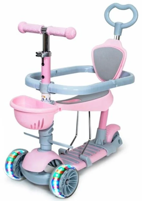 image for Trotineta cu bara de protectie 4Play Multi 5 in 1, Roz foto