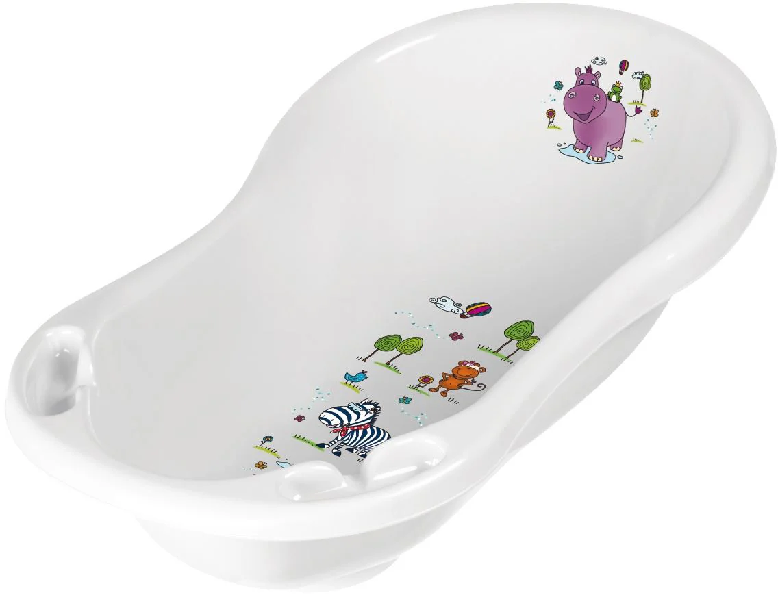 Cadita Keeeper Hipopotam alb, 84 cm (cu adancitura pentru detergenti)