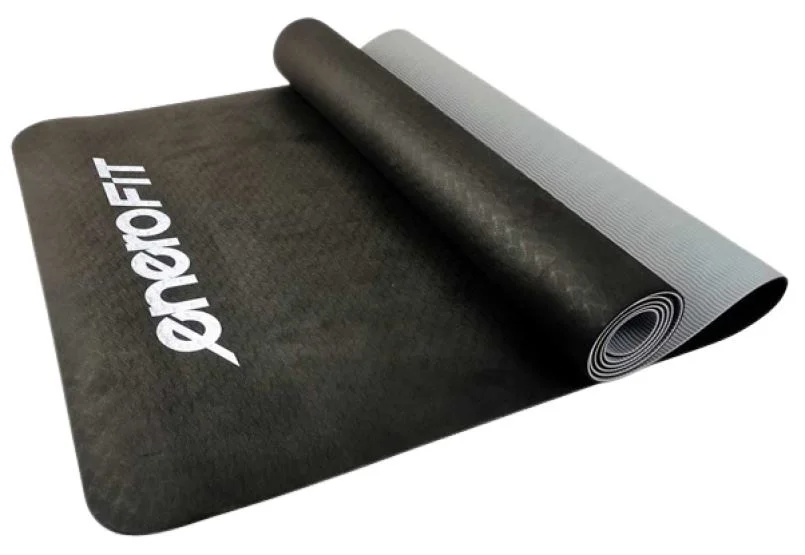 Covoras de fitness cu husa Enero Yoga Mat, Negru/Gri