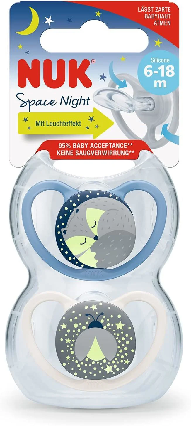 image for Ортодонтические силиконовые пустышки  NUK Space в коробке (6-18 мес.) foto