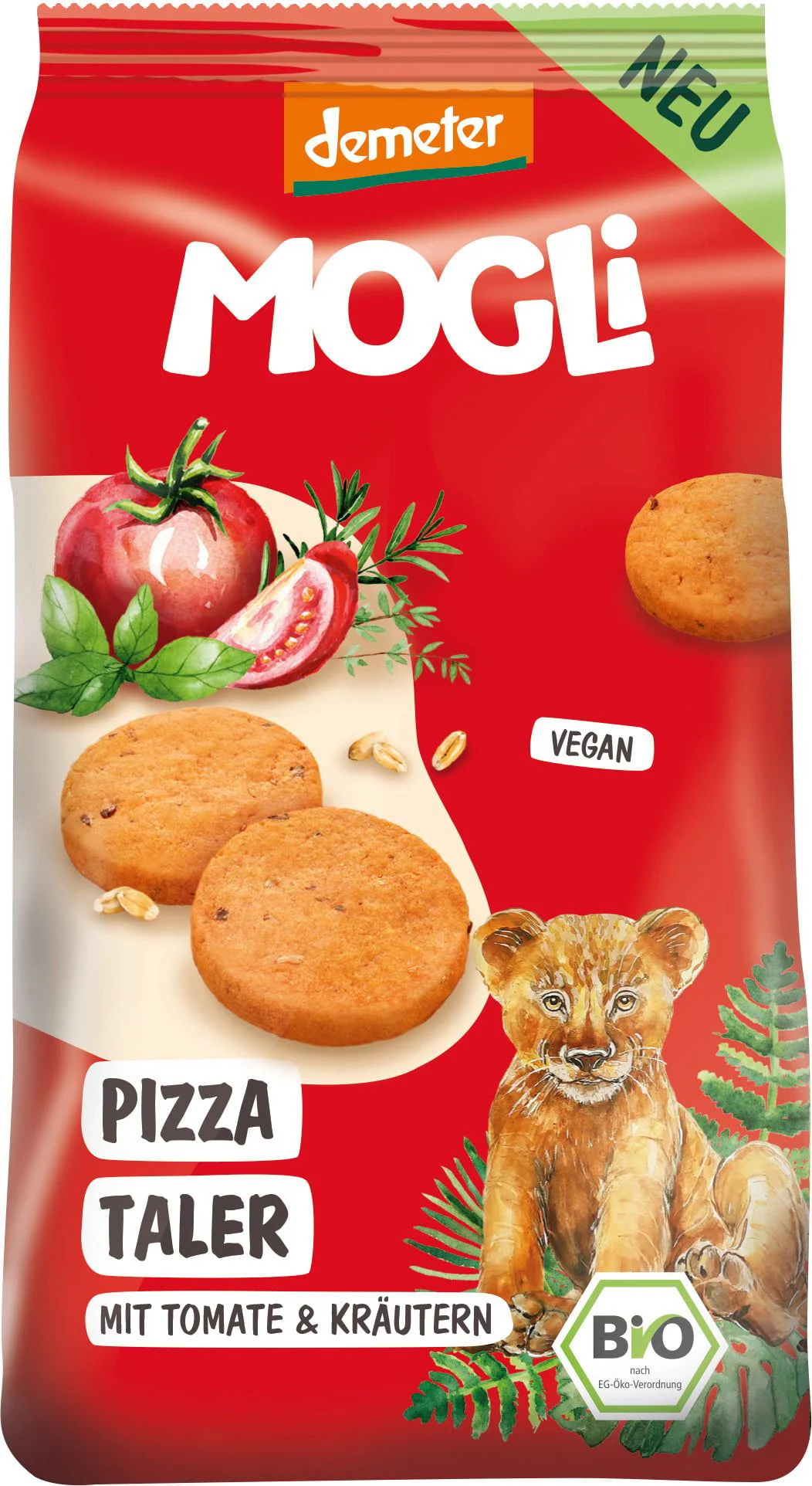 Crackeri MOGLI Bio Pizza cu rosii si ierburi, 125 g