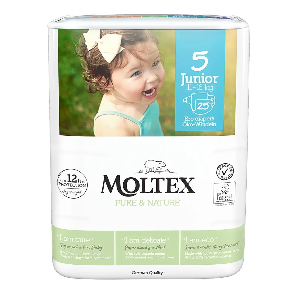 Scutece eco hipoalergici Moltex Nature Junior 5 (11-16 kg), 25 buc.