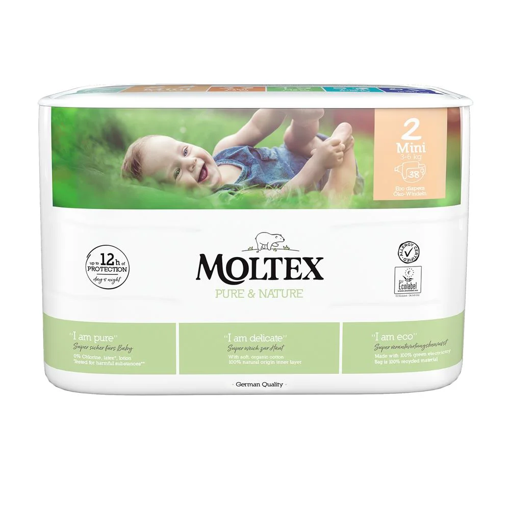 Подгузники эко гипоаллергенные Moltex Nature Mini 2 (3-6 кг), 38 шт.