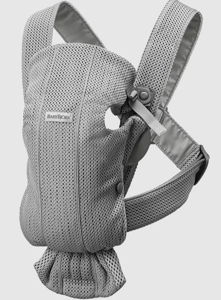 Marsupiu anatomic BabyBjorn Mini Grey cu pozitii multiple de purtare, 3D Mesh