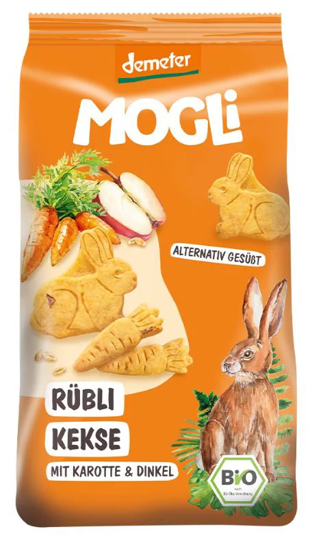 Biscuiti MOGLI Bio cu morcovi si mere, 125 g