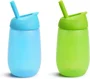 Set de sticle cu pai Munchkin Simple Clean, Albastru/Verde (300 ml)