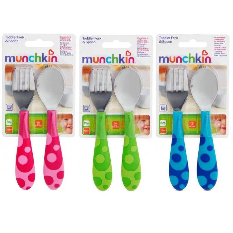 image for Set furculita si lingura din metal Munchkin pentru copii foto