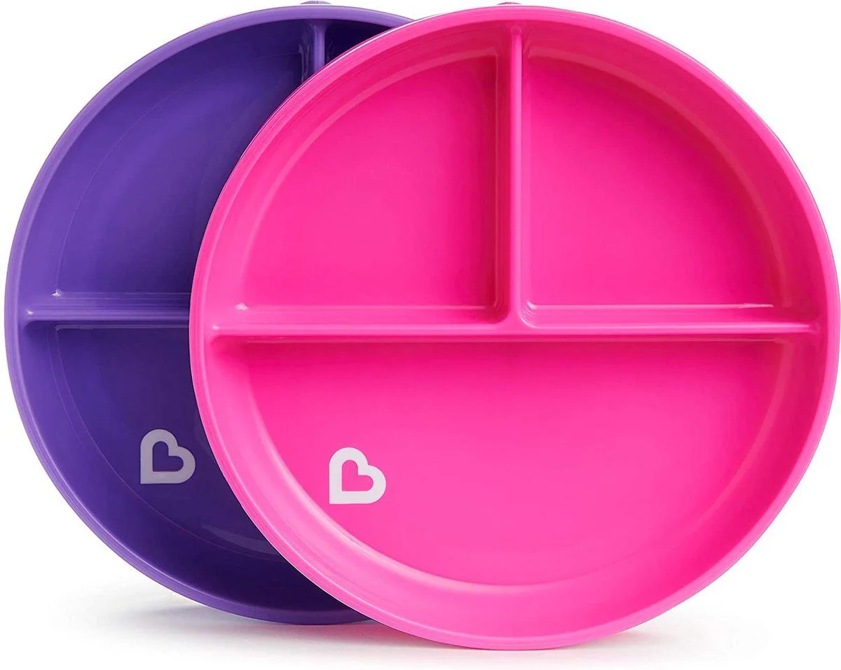 Set din 2 farfurii sectionale Munchkin Suction, Roz/Violet