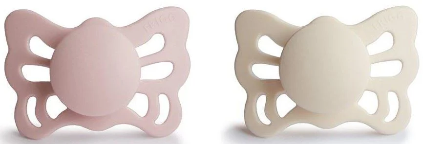 Набор из 2 анатомических силиконовых пустышек FRIGG Butterfly Cream & Blush (0-6 мес.) foto