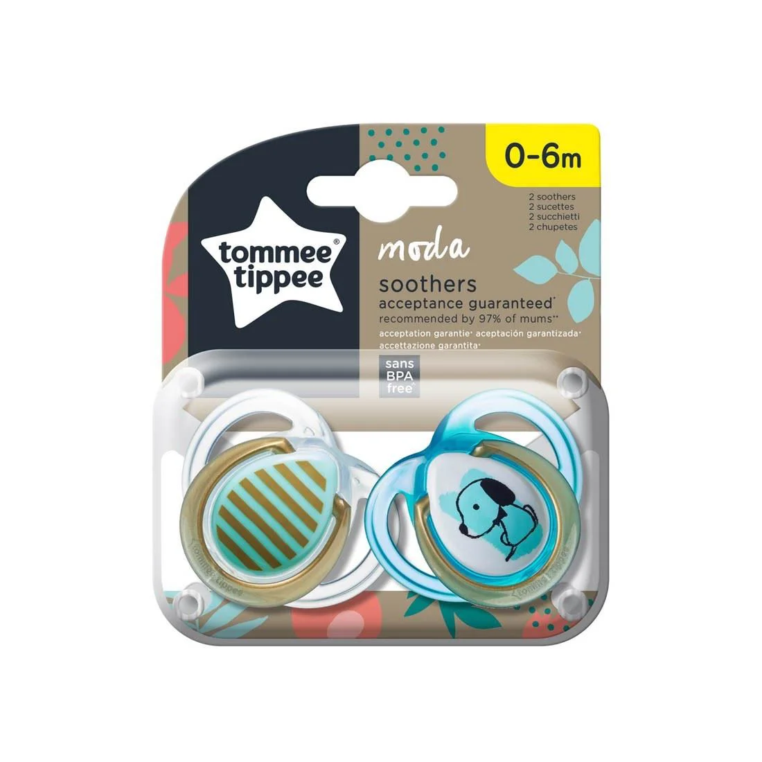 Ортодонтические силиконовые соски Tommee Tippee Moda Коричневый (0-6 м), 2 шт.