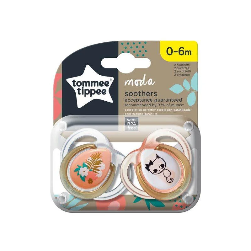 Ортодонтические силиконовые соски Tommee Tippee Moda Оранжевый (0-6 м), 2 шт.