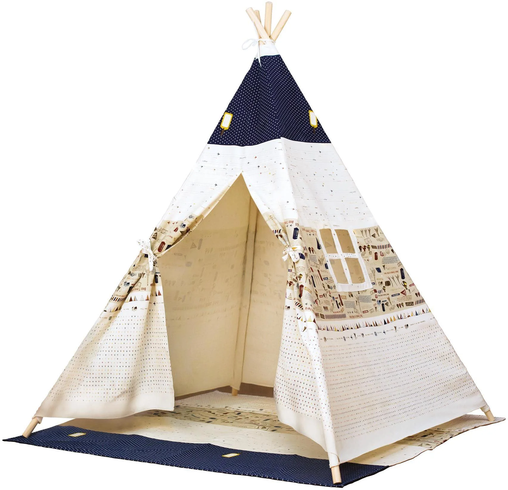 Палатка с окном Bino TeePee, Бежевая, 120x120x150 см