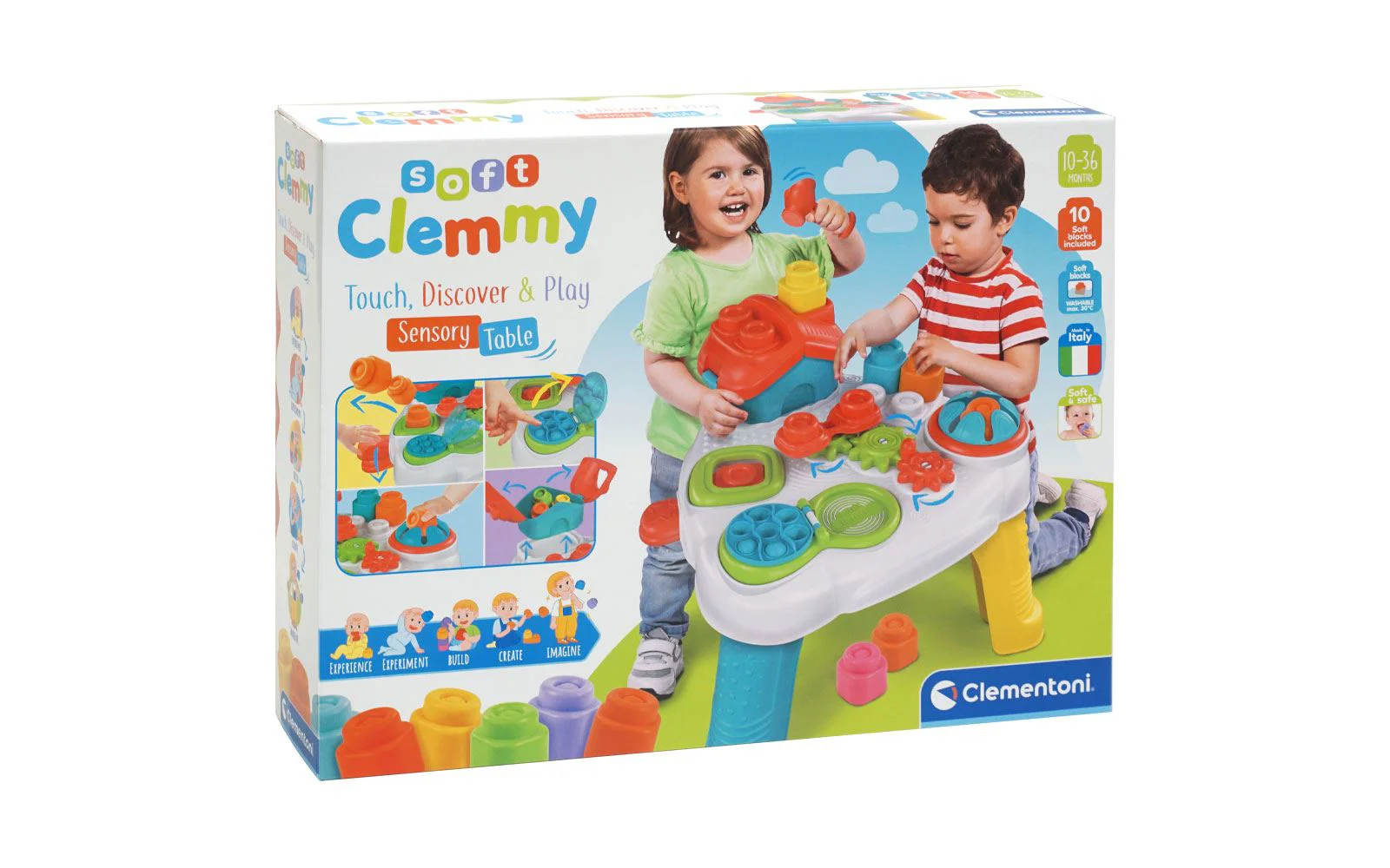 Столик Clementoni с активностями и мягкими кубиками