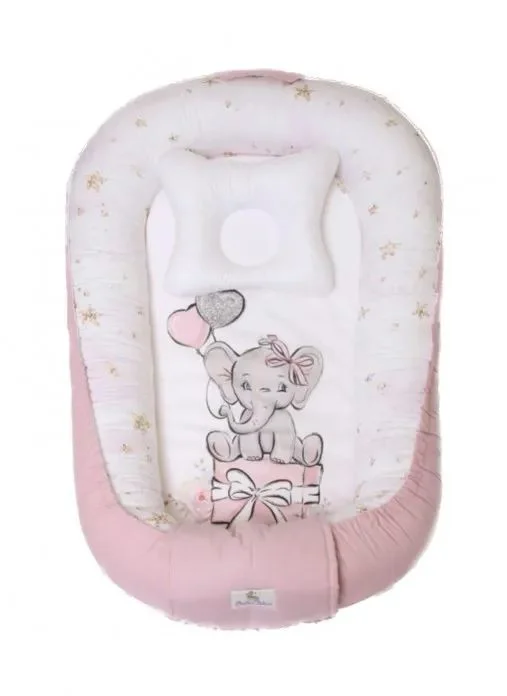 Cuib pentru bebelus PernaMea Premium Elefant Roz