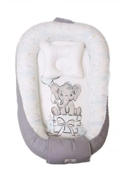 Cuib pentru bebelus PernaMea Premium Elefant Gri